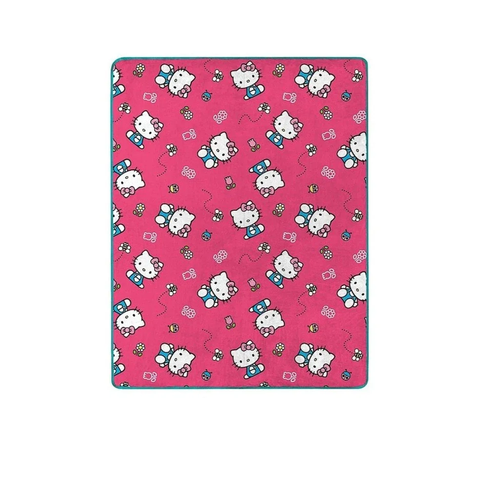 Hello Kitty Sweet Bug Throw Blanket NEW Silk Soft Touch 46” X 60” Pink Bows Bees